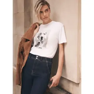 Mint Velvet Luna Dog White Graphic Cotton T-Shirt